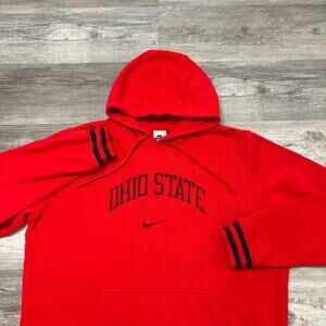 Ohio State Hoodie Nike OSU Buckeyes Red‎ Black Men XL Mini Swoosh Pullover